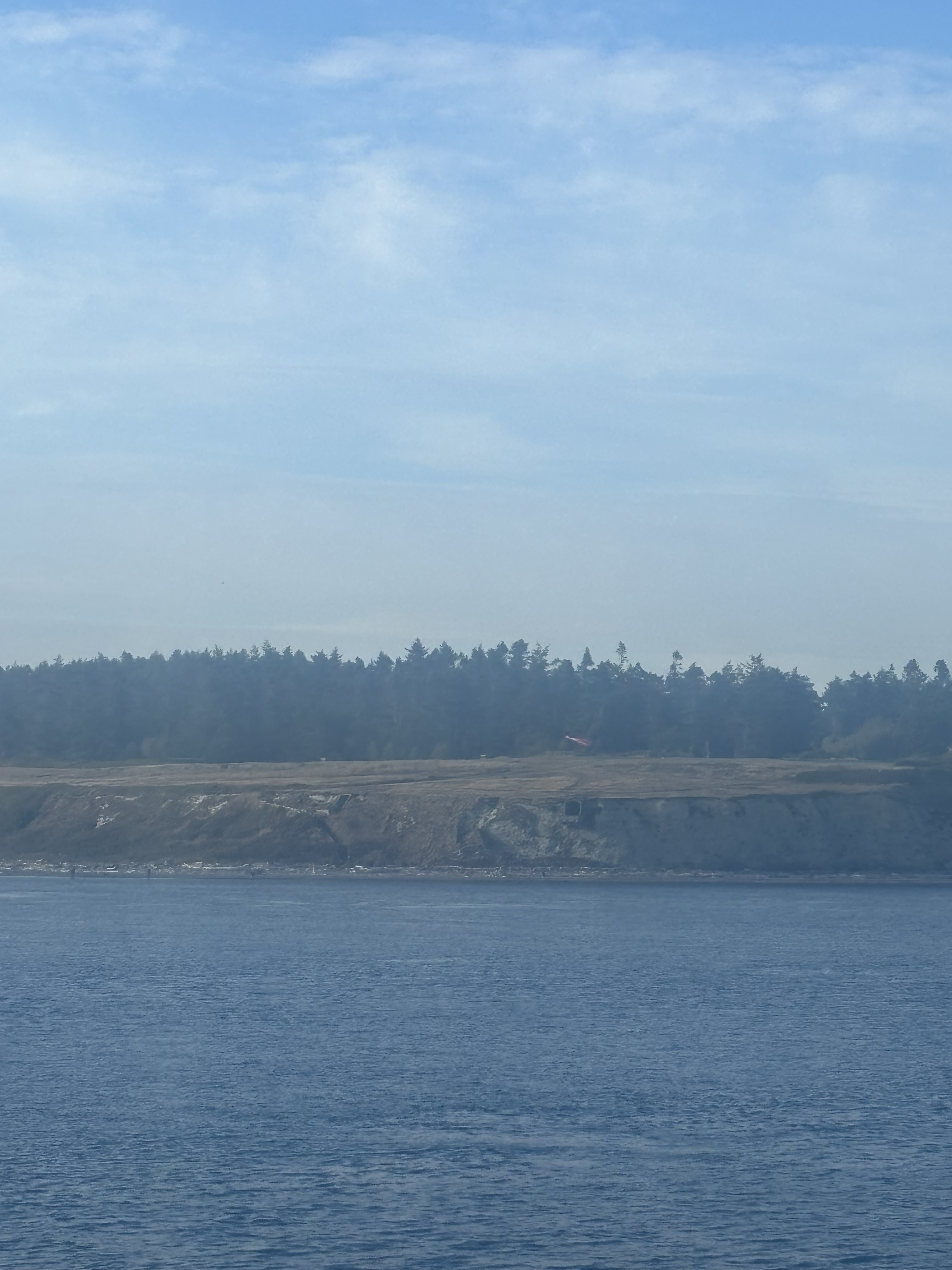 Historic Fort Casey coastal defense fort seen from Salish ferry