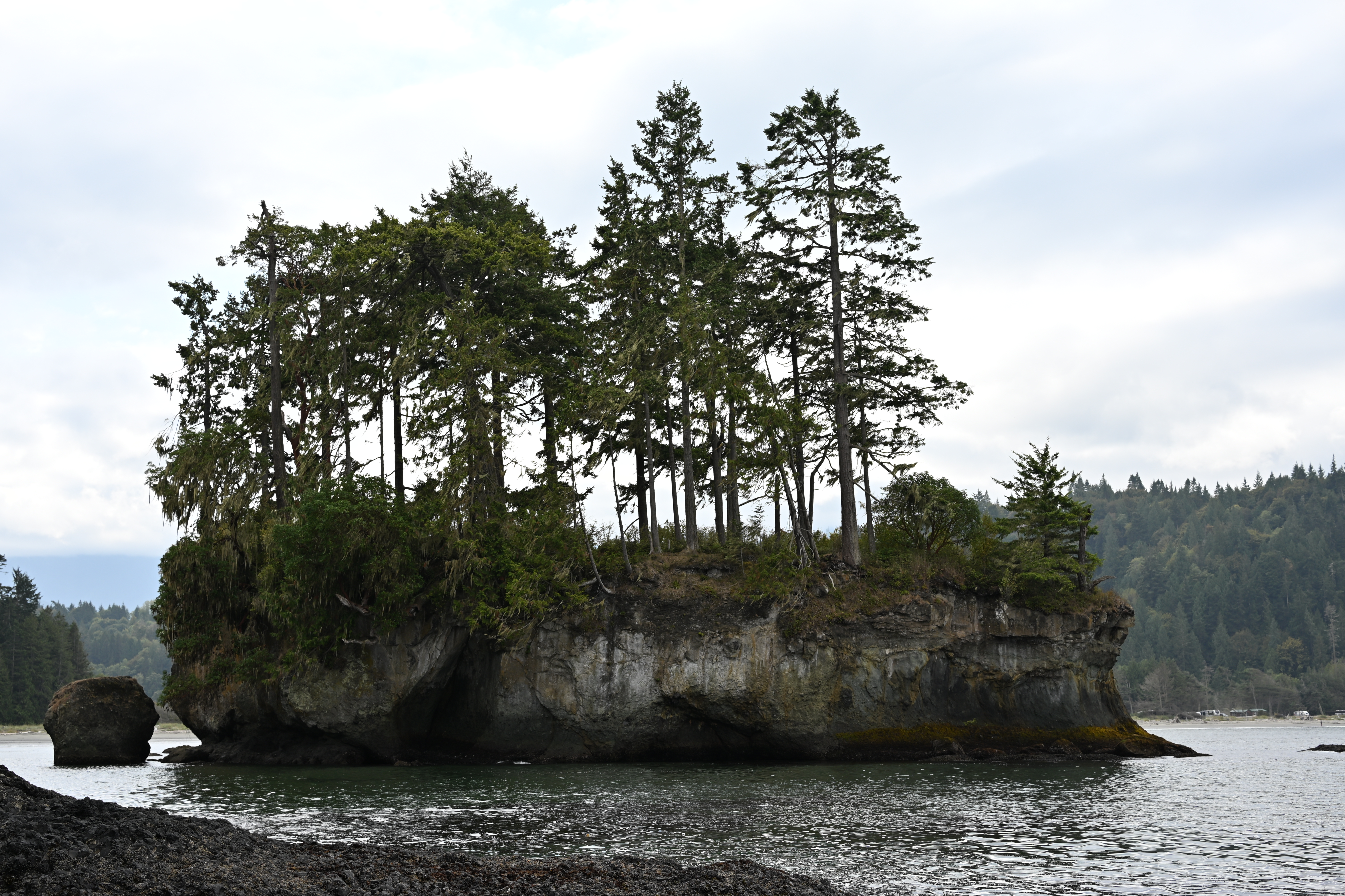Scenic island viewed from Salt Creek tide pools during low tide